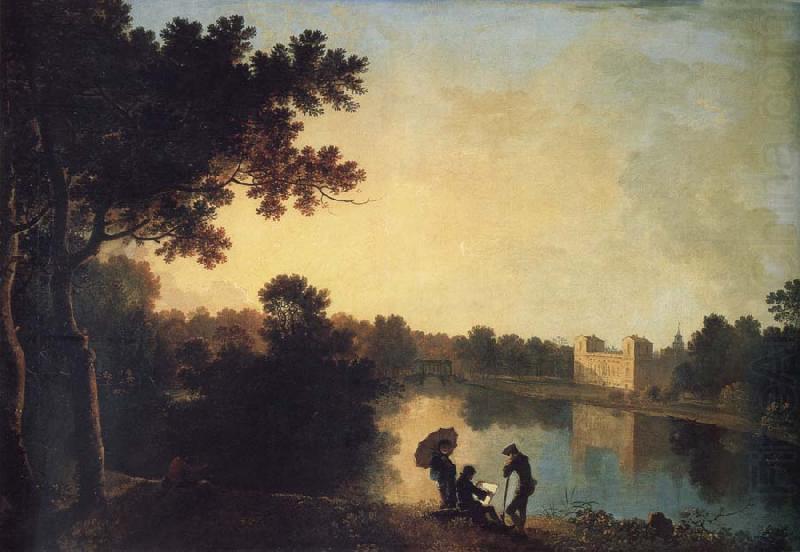 Richard  Wilson View from the South-east with the house and bridge beyond the lake and basin china oil painting image